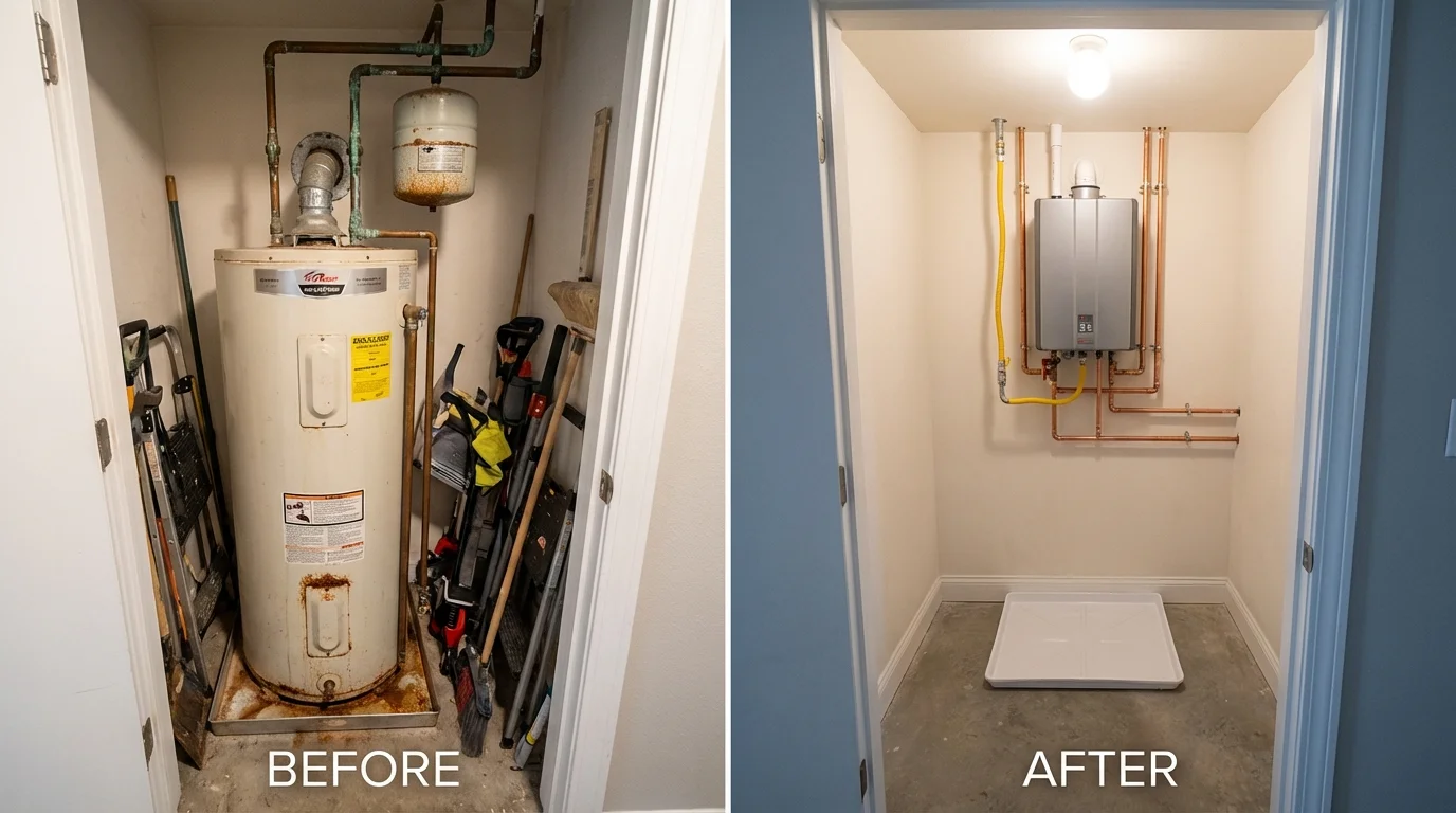 Tank water heater versus wall-mounted tankless unit comparison for Riverview, FL homeowners
